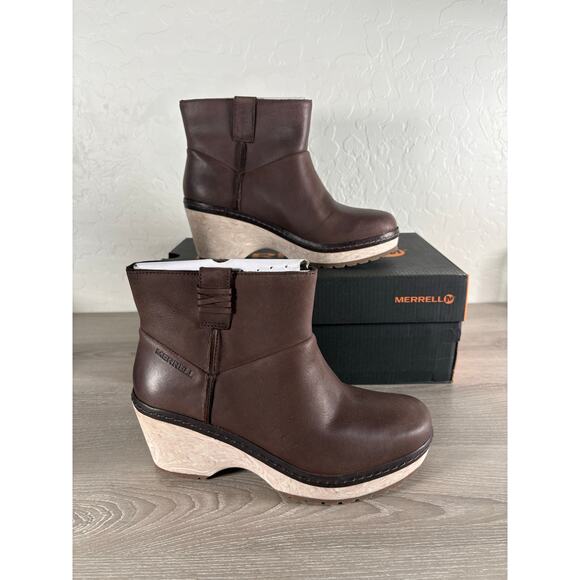 Merrell Halendi Bluff Women's Boots Booties Espresso Brown Size 6.5 EU 37- NIB - Picture 1 of 7